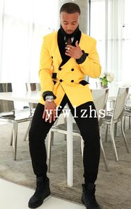 Przystojny gracz z podwójnym wyborem szal Lapel Groom Tuxedos Man's Suits Wedding/Prom/Dinner Man Blazer Pants Tie K769