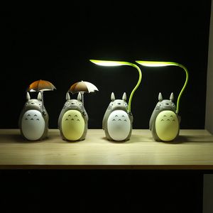 Bordslampor Creative Cartoon Totoro Charging Night inomhusljus Animal Led Ubs Children's Gift Reading Desk Lamps Rumsdekor