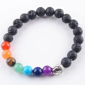 10 Färger Natursten Gem 8mm Armband Strängar Meditation Healing 7 Chakra För Kvinnor Smycken BK325