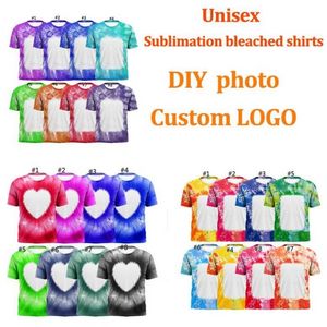Toptan Isı Transferi Tişört Baskı Boş Unisex Sublimation Bleached Shirtler Parti Dekorasyon Malzemeleri 918