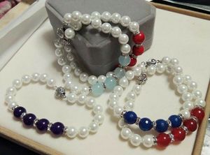 5pcs mm White Round Shell Pearl mm Multicolor Gemstone Beads Bracelet