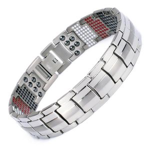 Men's Health Magnetic Bracelet For Man Silver Plated Pure Titanium Bangle Magnetic Ion Germanium Far Infar Red Bracelets Jewelry262o