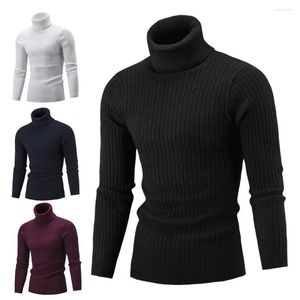 Camisetas masculinas Camisetas de cor de malha longa de cor comprida Twist Men de malha de gola alta correspondente Pullover para o inverno do outono