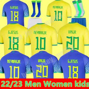 2022 Brazils Vini Jr Piłka nożna Brasil Casemiro Drużyna narodowa G Jesus P Coutinho Home Away Men Kit Kit L paqueta T Silva Pele Marcelo Football Shirt