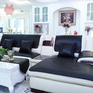 Stuhlhussen Weiß Schwarz Weinrot Vintage PU-Leder Sofabezug Wasserdichte Einweg-Schnittbezug Fundas De Couch SP5180