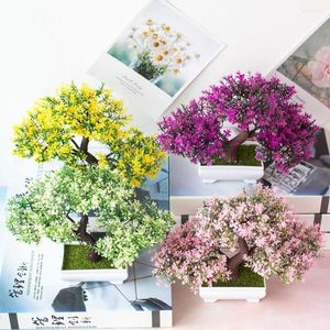 Dekorative Blumen Künstliche Pflanzen Willkommen Kiefer Bonsai Kleiner Baum Topf Topf Dekor Tisch Home Office Garten Ornamente Gefälschte L6F8