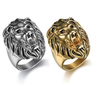 Stainless steel ring Animal Retro punk antique casting personality casting lion head men's rings jewelry