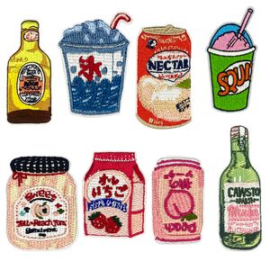 Notions Cute Small Patch Cartoon Embroidery Patches Iron on Food Drinks Fabric Appliques DIY Clothing Jacket Jeans Bags