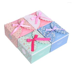 Gift Wrap 12PCS Candy Boxes Folding Decorative Small Floral Pattern Packaging Bow Tie Bags For Wedding