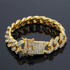 Mens Hip Hop chains Gold Bracelets Simulated Diamond Bracelets Jewelry Fashion Iced Out Link Chain Bracelet305W