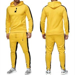 Herren-Trainingsanzüge, Herbst-Winter-Trend, mit Kapuze, 2-teiliges Set, 7-farbig, leichtes Fleece, Kapuzenpullover, Jogger-Hosen, Sportbekleidung, Jogging-Outfit, Logo-Mann-Trainingsanzug