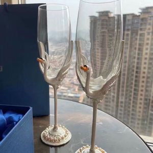 Swaroski Crystal Wine kieliszki moda marka mody Swan szampańska szklanka świąteczna z origina pudełkiem BrandSuper1stwine