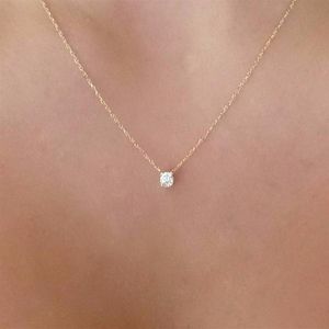 Fashion Gold Diamonds Necklaces Delicate Solitaire Pendant Dainty Pendants Necklace Bridal Jewelry Floating Diamond Jewellery3052
