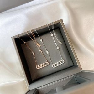 925 Sterling Silver French Three Diamond Mobile Necklaceシリーズローズゴールドメッキオリジナルブランドのエクサイタージュエリー女性ギフト220249S