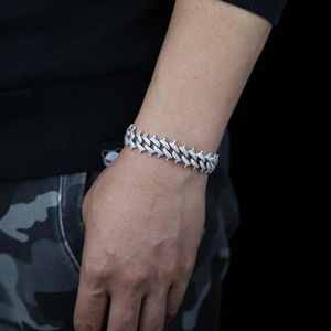 15mm sivri uçlu erkek cazibe bileklik bileklik buzlu altın gümüş renkli Küba zinciri bilezikler hip hop punk gotik bling mücevher 314r