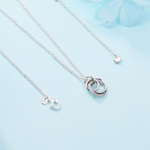 925 Sterling Silver Family Always Encircled Pendant Necklace Chain For Women Men Fit Pandora Style Necklaces Gift Jewelry 391455C01-602874