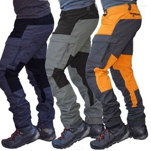 Men's Pants Spring Autumn Multi-Pocket Men Washed Overalls Outdoor Straight Pant Male Color Matching Cargo Clothing
