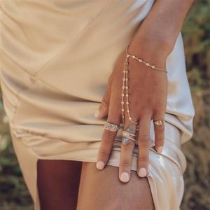 Engajamento do casamento CZ Demonstion Diamond Hand Bracelet Silver Gold Bating Slave Bracelet com anel Elegância Mulheres Jóias 324K