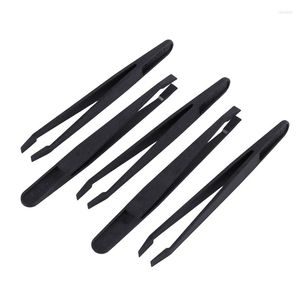 Professional Hand Tool Sets 5 Pcs Manual Black Plastic Flat Tip Anti-static Tweezer 12cm Long