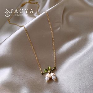 2022 Novo Little Little Fresh Flor Flor Flower Pingente Gold Color Woman Colar Moda Elegante Jóias Clavícula Doce para Meninas