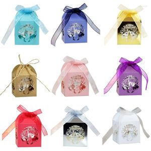 Gift Wrap 100pcs Christmas Snowflake Hollow Favor Candy Box Storage With Ribbon Baby Shower Wedding Party Supplies