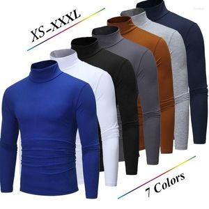 Herr t-skjortor m￤n turtleneck t-shirt casual smal passform termisk pullover tr￶ja ull varm kompression toppar botten skjorta