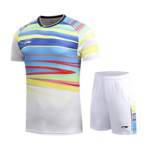 Li ning badminton bord tennis män och kvinnor kläder kort ärm t shirt mäns tennis klädströja shorts quick d