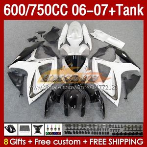 Injektion Mold Fairings Tank f￶r Suzuki GSXR750 GSXR600 K6 GSX-R600 2006 2007 154NO.49 GSXR-750 GSXR 600 750 CC 750CC 06-07 600CC GSXR-600 06 07 OEM FAIRING VIT FACTORY