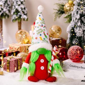 Christmas new English brand striped crutches Grinch with lights Rudolph doll faceless doll dwarf ornaments