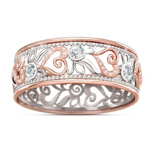 Ewige Liebe Ring großhandel-Modeschmuck Eternal Love Hollow Heart Ring Diamant Rose Gold Romantischer Verlobungsring259r