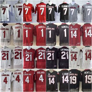 NCAA 1 Deebo Samuel 축구 저지 사우스 캐롤라이나 Gamecocks 7 Jadeveon Clowney 14 Connor Shaw 19 Jake Bentley 21 Marcus Lattimoew 스티치 남성 대학 유니폼