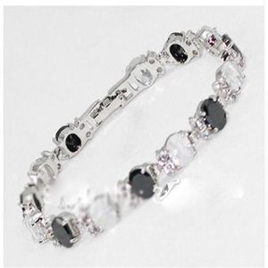 Bracciale in cristallo nero bianco placcato in oro bianco 18 carati 7 5 279p