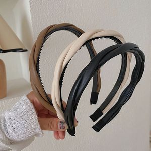 Kunstleder Twist Geflecht d￼nne Kanten Stirnband Mode Haarzubeh￶r f￼r Frauen Trend einfach pu Leder Haarband