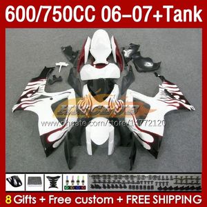 Injection Mold Fairings & Tank For SUZUKI GSXR750 GSXR600 K6 GSX-R600 2006 2007 154No.43 GSXR-750 GSXR 600 750 CC 750CC 06-07 600CC GSXR-600 06 07 OEM Fairing red flames blk