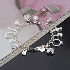 Braccialetti con ciondoli Regali per le donne Stella Luna Cuore Collana con croce Bracciale con perline Simulazione Accessori per gioielli di moda con diamanti