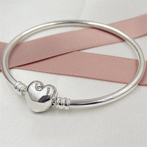Womens Sterling Silver Bangles Fashion Classic Hearts Designer Charms Bracelets Fit Pandora Style Beads Fine Jewelry Lady Gift With2465