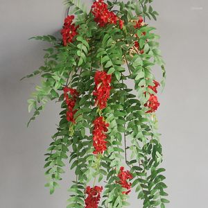 Decorative Flowers Artificial 1M Wisteria Flower Rattan Vine Plant Ceiling Wall Decoration Romantic Living Room TV