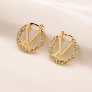 고급 브랜드 디자이너 Crystal Stud Earrings 고급 여성 스테인리스 스틸 18k 금 도금 실버 귀걸이 매력 지오메트리 라운드 이어 드롭 여성 웨딩 쥬얼리