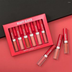 Lip Gloss Chegada 6pcs/Definir Beauty Beauty Glazed Lipstick Set Glaze Velvet Líquido Líquido Nonte Copo Nude Presente Cosméticos Maquiagem