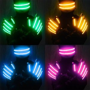 Guanti LED Neon Guanti Glowing Hen Bar DJ Party Puntelli luminosi Lampeggiante luminoso Costume di scena Rave Supplies 220919