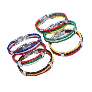 PU Leather Bracelet National Flag Woven Bracelets World Cup Souvenir Gift