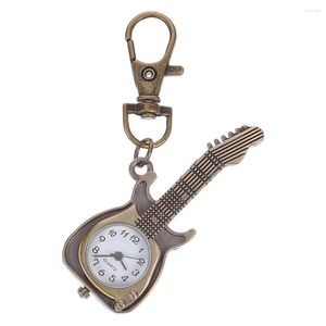 Pocket Watches Guitar Shape Key Ring Watch Student Hanging Vintage