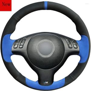 Steering Wheel Covers Hand-stitched Leather Suede Car Cover For E46 E39 330i 330Ci 525i 530i 540i M3 2001-03 Interior Accessories
