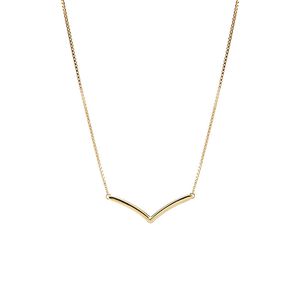 Gul guldpläterad polerad Wishbone -halsband Kvinnor Bröllopsdesigner smycken med originalboxuppsättning för Pandora 925 Sterling Silver Girl Gift -presenthalsband