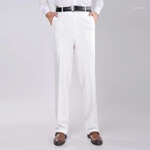 Men's Suits Wholesale- 2022 Mens Fashion Simple Formal Suit Slim Fit Pants White Long Business Trousers Mid Waist Straight Easy Care Dress