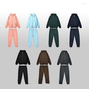 Women's Two Piece Pants 2022 Autumn And Winter Double-head Zipper Sweater Plus Velvet Men's Women's Same Jacket Casual Sports