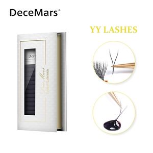Makeup Tools DeceMars YY Shape Black Brown Eyelashes Extensions Two Tip Lashes CD Curl High Quality Idividual 220916