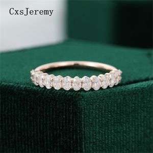 클러스터 링 CXSJEREMY 14K 585 로즈 골드 다이아몬드 반지 타원형 컷 2x3mm 스택 반 웨딩 밴드 선물 선물 220916