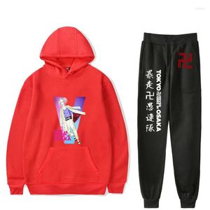 Men's Tracksuits Men's Tokyo Revengers Pants atende a anime Cosplay Costray Casal imprimido de grandes dimensões e calças de moletom com capuz