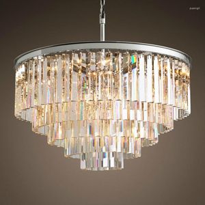 Lampy wiszące Pierścień LED LED Vintage Loft Glass K9 Crystal Chandelier Oświetlenie oświetleniowe